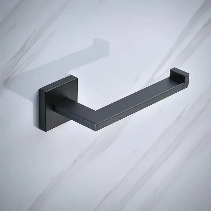 Matte Black Bathroom Accessories Hardware Set 2 Pieces, Toilet Paper Holder + Hand Towel Holder, Wall Mounted Towel Ring Towel Bar, SUS304 Stainless Steel, SHUNLI - ModernBath