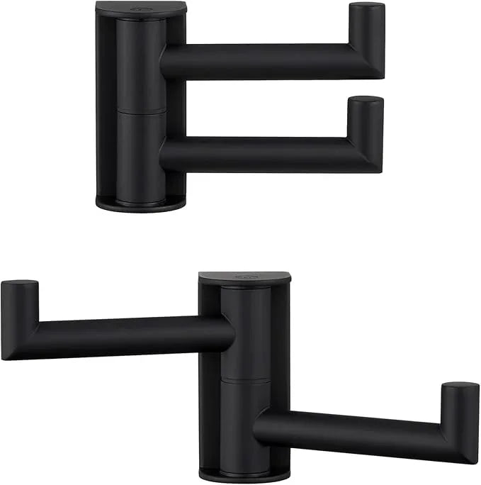 Angle Simple Swivel Towel Hook Matte Black 2 Pack, 304 Stainless Steel Double Robe Hook for Bathroom - ModernBath