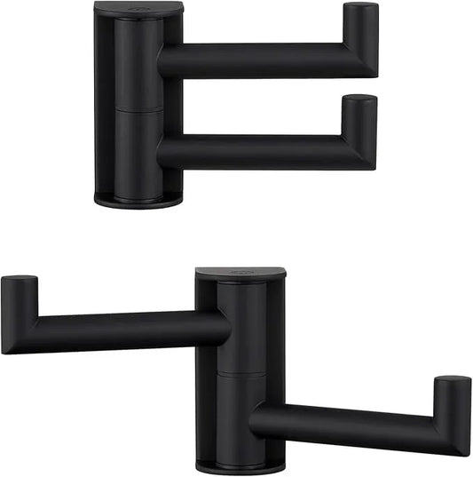 Angle Simple Swivel Towel Hook Matte Black 2 Pack, 304 Stainless Steel Double Robe Hook for Bathroom - ModernBath
