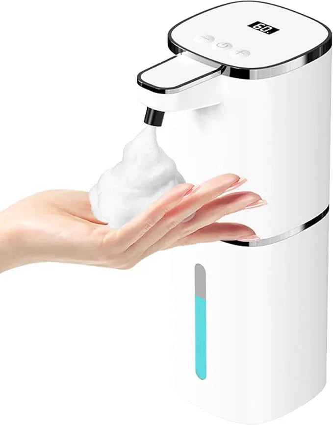 OHIFAST Automatic Foaming Soap Dispenser Touchless, USB Rechargeable Smart Hand Soap Dispenser, 9-Level Adjustable, Physical Button Operation, 13.5oz/400mL Wall Mounted for Bathroom Kitchen Dish Soap - ModernBath