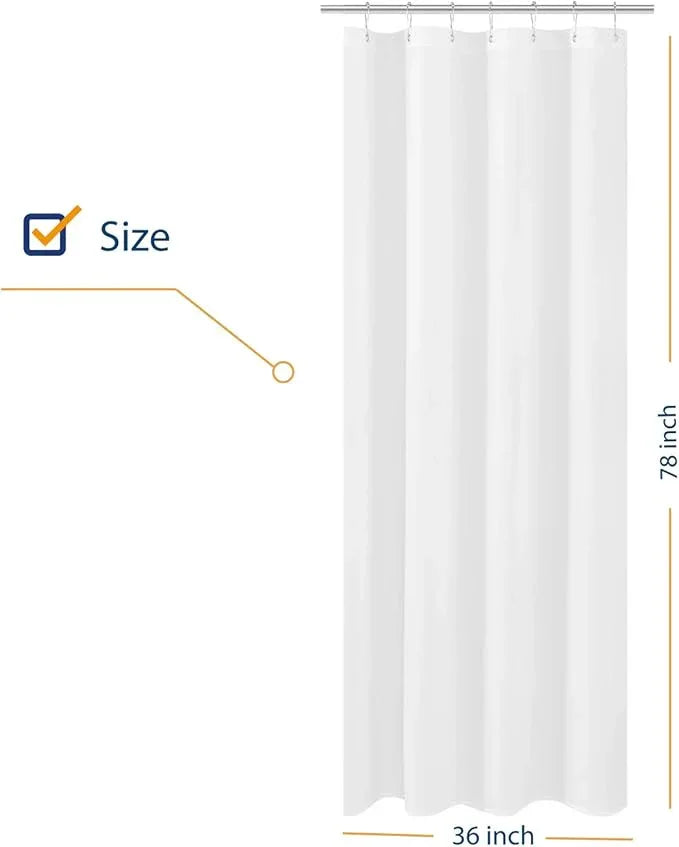 N&Y HOME Small Fabric Shower Curtain Liner for Long Stall Size 36 x 78 inches,Hotel Quality, Washable, White Narrow Bathroom Curtains with Grommets, 36x78 - ModernBath