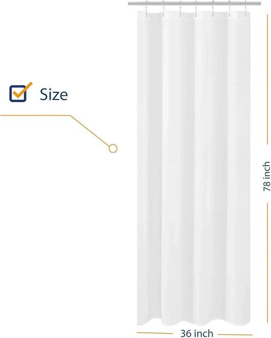 N&Y HOME Small Fabric Shower Curtain Liner for Long Stall Size 36 x 78 inches,Hotel Quality, Washable, White Narrow Bathroom Curtains with Grommets, 36x78 - ModernBath