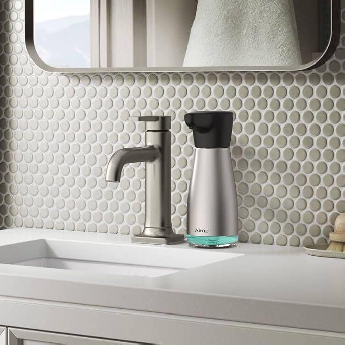 AIKE Magnetic Charging Waterproof Automatic Soap Dispenser for Liquid Soap Spot Resist Stainless Finish 14fl.oz. Model AK1337 - ModernBath