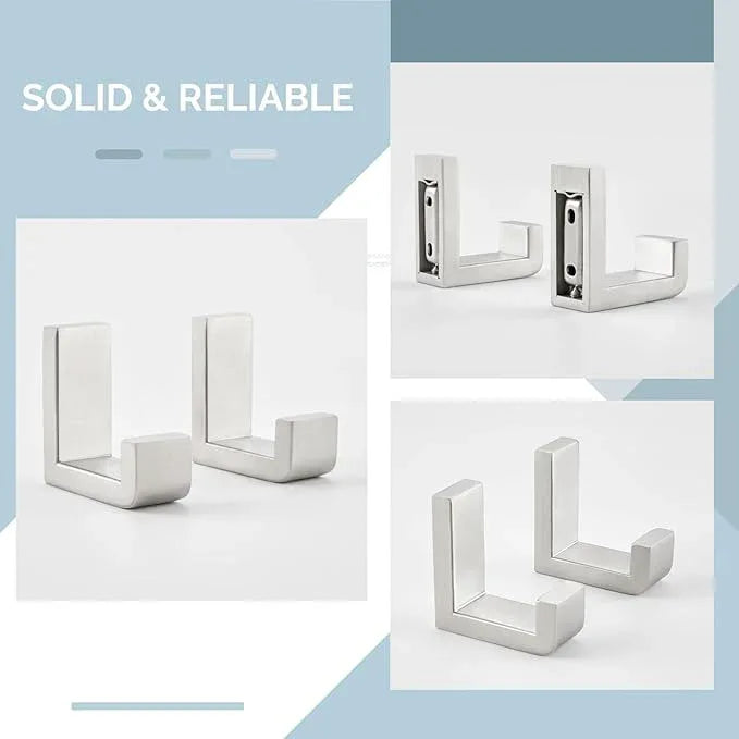 Angle Simple Bathroom Towel Hooks, SUS 304 Stainless Steel Compact Robe Coat Hooks for Wall, Brushed Nickel, 2 Pack - ModernBath