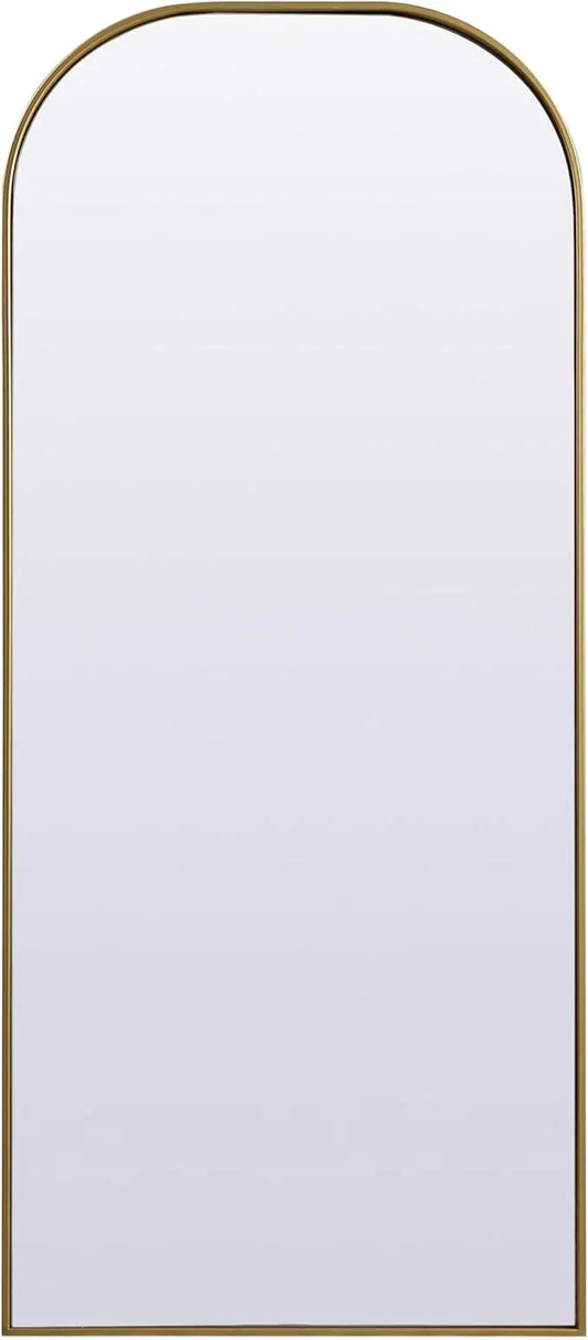 Illuminate, Metal Frame Arch Full Length Mirror 28X66 Inch in, Modern, Brass - ModernBath
