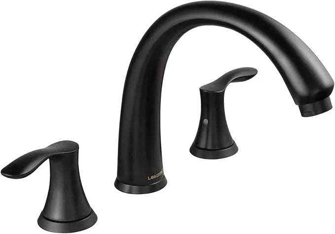 Lava Odoro Black Roman Tub Faucet with Valve, 8 inch Widespread Bathtub Faucet with Valve, High Flow 2 Handle Deck Mount Tub Faucet, Solid Brass 3 Hole Bath Tub Filler TF405-MB - ModernBath