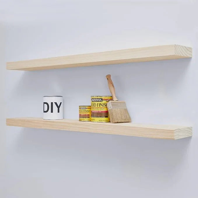 Homeforia 42 inch Wood Floating Shelf, High End Solid Natural Wood 42inch Large Floating Shelves for Wall Mounted, Unfinished Wooden Floating Shelves, Heavy Duty Bracket, 42 X 6.5 X 1.75 in, Set of 3 - ModernBath