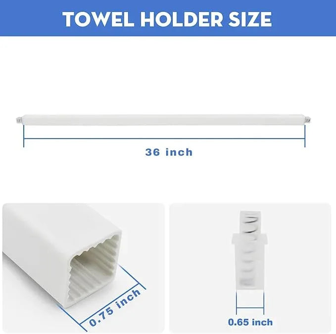 36 Inch Adjustable Towel Bar | White Plastic Towel Bar Replacement Rod for Ceramic Holder | Made to Be Cut to A Desired Length - ModernBath