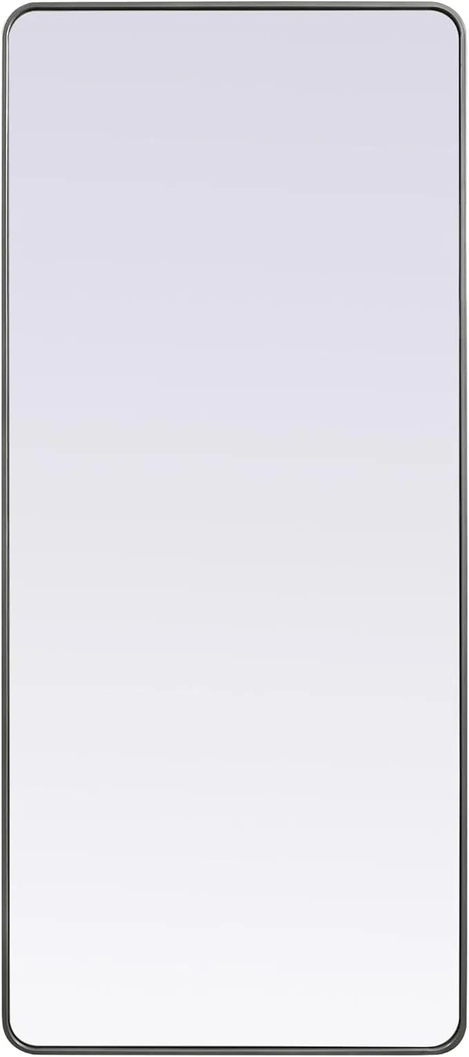 ARS Concepts Aura, Soft Corner Metal Rectangle Mirror 32X72 Inch in, Modern, Silver - ModernBath