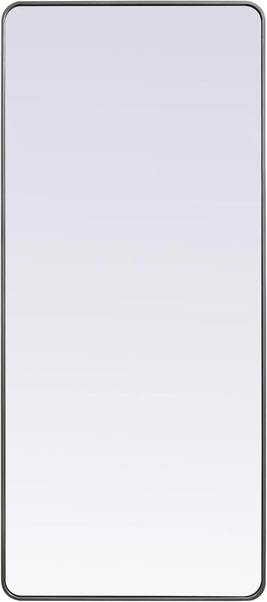 ARS Concepts Aura, Soft Corner Metal Rectangle Mirror 32X72 Inch in, Modern, Silver - ModernBath