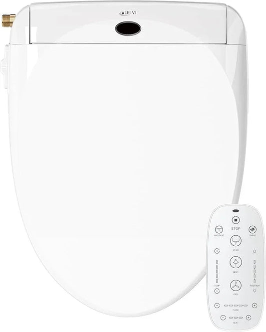 LEIVI Electric Bidet Toilet Seat with Wireless Remote and Side Panel, Multiple Spray Modes, Adjustable Heated Seat, Warm Water and Air Dryer, Auto LED Nightlight, Round - ModernBath