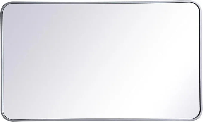 ARS Concepts Aura, Soft Corner Metal Rectangular Mirror 24X40 Inch in, Modern, Silver - ModernBath
