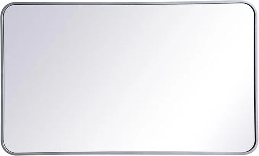 ARS Concepts Aura, Soft Corner Metal Rectangular Mirror 24X40 Inch in, Modern, Silver - ModernBath
