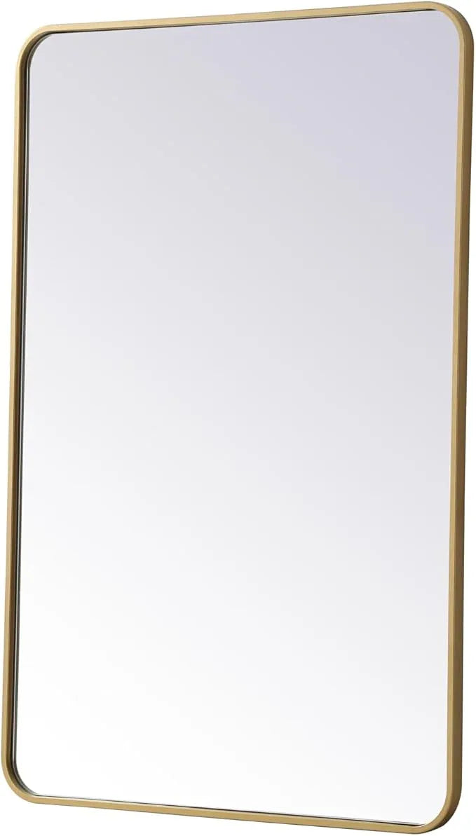 ARS Concepts Aura, Soft Corner Metal Rectangular Mirror 28X42 Inch in, Modern, Brass - ModernBath
