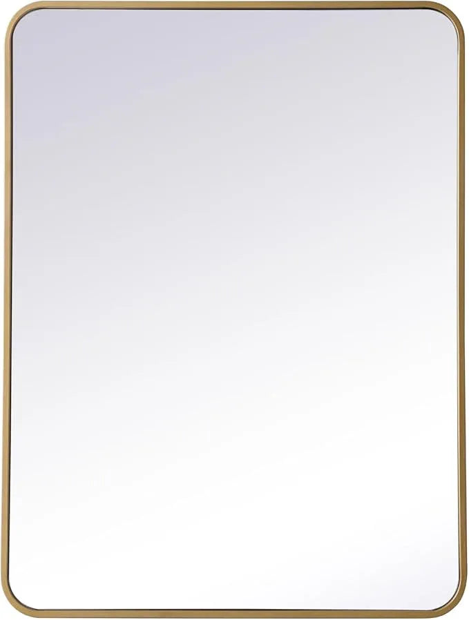 ARS Concepts Aura, Soft Corner Metal Rectangular Mirror 27X36 Inch in, Modern, Brass - ModernBath