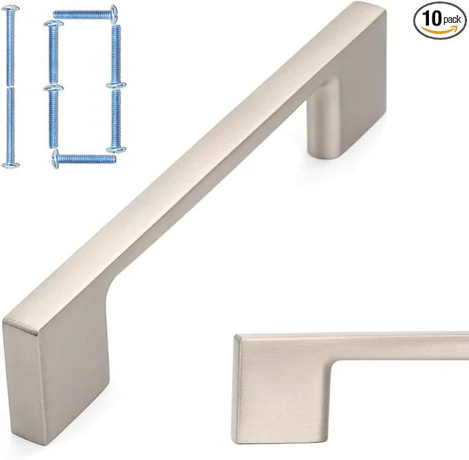 KOOFIZO 10 Pack 3-3/4 Inch Brushed Nickel Kitchen Cabinet Pulls Stain Nickel Cabinet Handles Silver Cabinet Hardware for Kitchen Cabinets Drawer P01 Dresser Cupboard Bedroom Bathroom - ModernBath