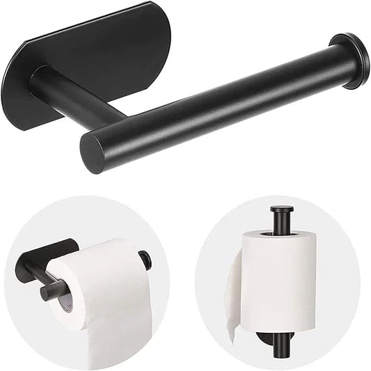 Toilet Paper Holder - Self Adhesive Toilet Paper Holder Wall Mount for Bathroom, SUS 304 Stainless Steel Command Strip Toilet Paper Roll Holder Stick On Wall, No Drilling - Matte Black - ModernBath