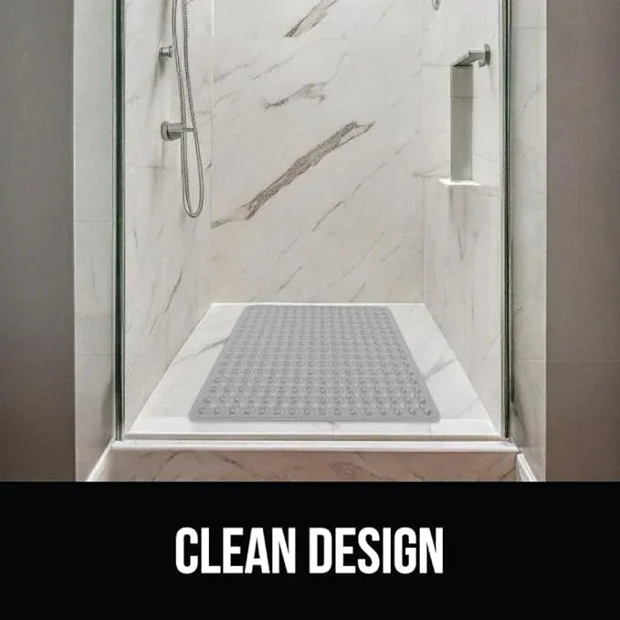 GORILLA GRIP Patented Square Shower Stall Mat, Small Bathtub Floor Mats for Stand Up Showers, Suction Cups and Drainage Holes, Machine Wash, Soft on Feet, Bathroom Accessories 21x21 Inch, Gray Opaque - ModernBath