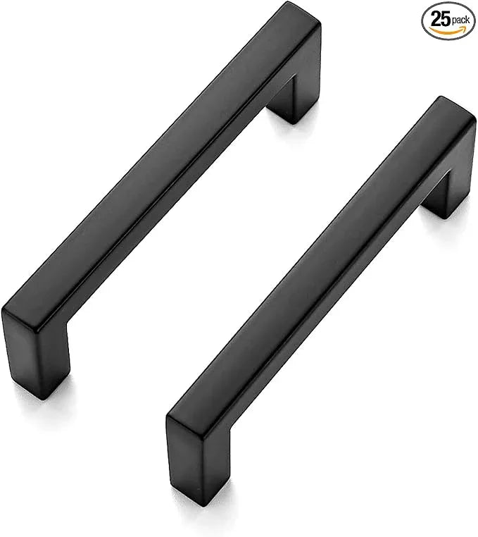 Ravinte 25 Pack Solid 3 Inch Center to Center Slim Square Bar Drawer Handles - Cabinet Hardware in Matte Black - Kitchen Handles and Pulls - ModernBath