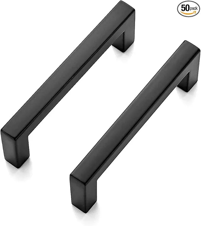 Ravinte 50 Pack Solid 3 Inch Center to Center Slim Square Bar Drawer Handles - Cabinet Hardware in Matte Black - Kitchen Handles and Pulls - ModernBath
