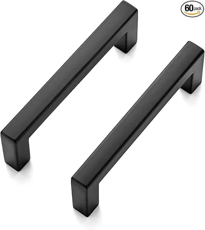 Ravinte 60 Pack 3 Inch Matte Black Square Bar Drawer Handles - Slim Black Cabinet Handles and Black Pulls for Kitchen Cabinet Hardware - ModernBath