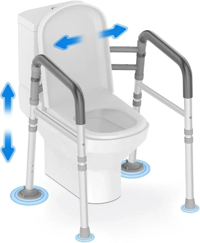 Delog Toilet Safety Rails 300 lb - Adjustable Toilet Safety Frame & Rails, Toilet Safety Rail for Elderly Adults, Toilet Handles for Seniors, Toilet Bars for Elderly & Handicap (Gray) - ModernBath