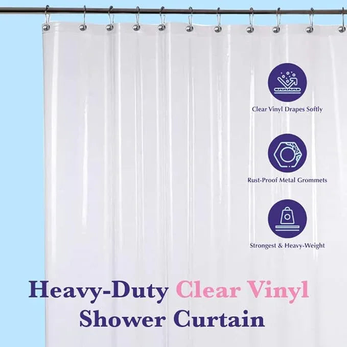 Epica Shower Curtain – Strongest Heavy-Duty Clear Vinyl 72x72 Shower Curtain Liner – Stain & Soap Scum Resistant with Rust-Proof Metal Grommets (White) - ModernBath
