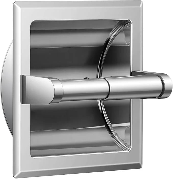 FORIOUS Recessed Toilet Paper Holder, Stainless Steel Durable Tissue Roll Holder Wall Mount for Bathroom Space Saving Design with Mounting Bracket, Wall Toilet Paper Dispenser Insert, Chrome - ModernBath