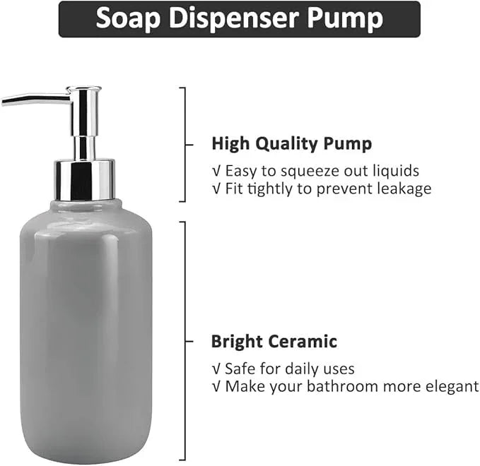 Gray Ceramic Bathroom Accessory Set, Bathroom Accessories Set Includes Soap Dispenser, Toothbrush Holder, Tumbler, Soap Dish, Complete Bathroom Ensemble Sets for Bath Decor, Ideas Home Gift - ModernBath