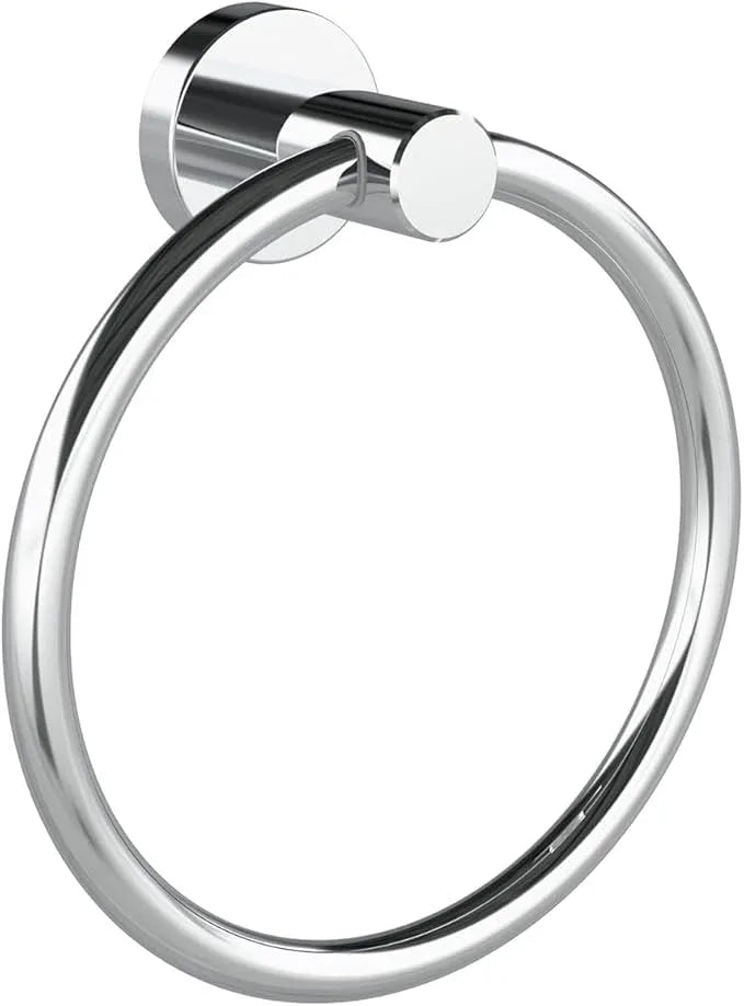 Chrome Hand Towel Holder for Bathroom Kitchen Towel Ring Modern Rounded Base Wall Mount SUS304 Stainless Steel - ModernBath