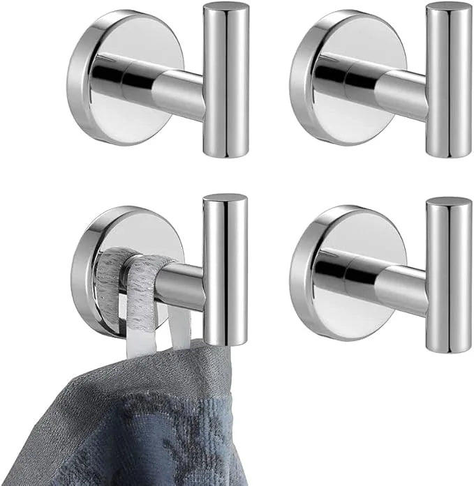 JQK Chrome Bathroom Towel Hook, 304 Stainless Steel Coat Robe Clothes Hook for Bathroom Kitchen Garage Wall Mounted (Pack of 4), TH100-CH-P4 - ModernBath