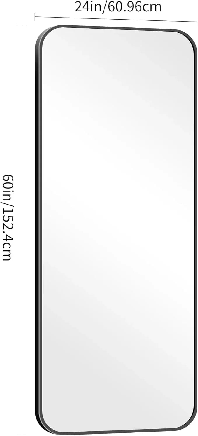 DESBING 60" x 24"Bathroom Mirror, Matte Black Wall Mirror with Metal Frame, Decorative Rectangular Vanity Mirror for Bedroom Bathroom Living Room Entryway (Horizontal/Vertical) - ModernBath