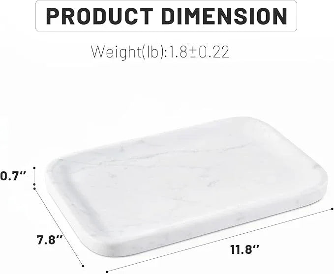 Statuario Marble Vanity Tray - Decorative Organizer for Bathroom Countertop, Dresser, Kitchen Sink - ModernBath