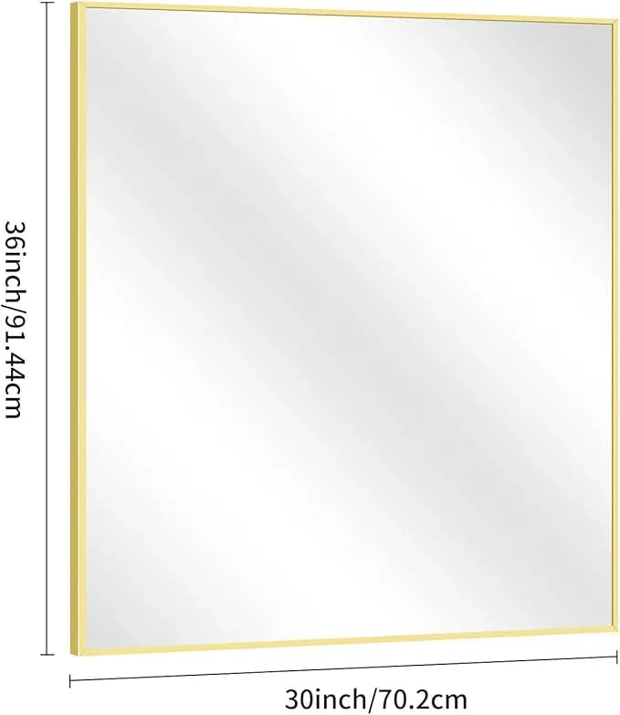 COFENY Gold Bathroom Mirror for Wall, 30x36 Inch Rectangle with Metal Frame, Modern Vanity for Bathroom Living Room, Entryway Hangs Horizontal or Vertical - ModernBath