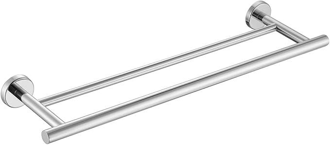 JQK Double Towel Bar Chrome, 20.5 Inch 304 Stainless Steel Thicken 0.8mm Towel Rack Bathroom, Towel Holder Polished Steel Wall Mount, Useable Length 18 Inch, TB100L18-CH - ModernBath