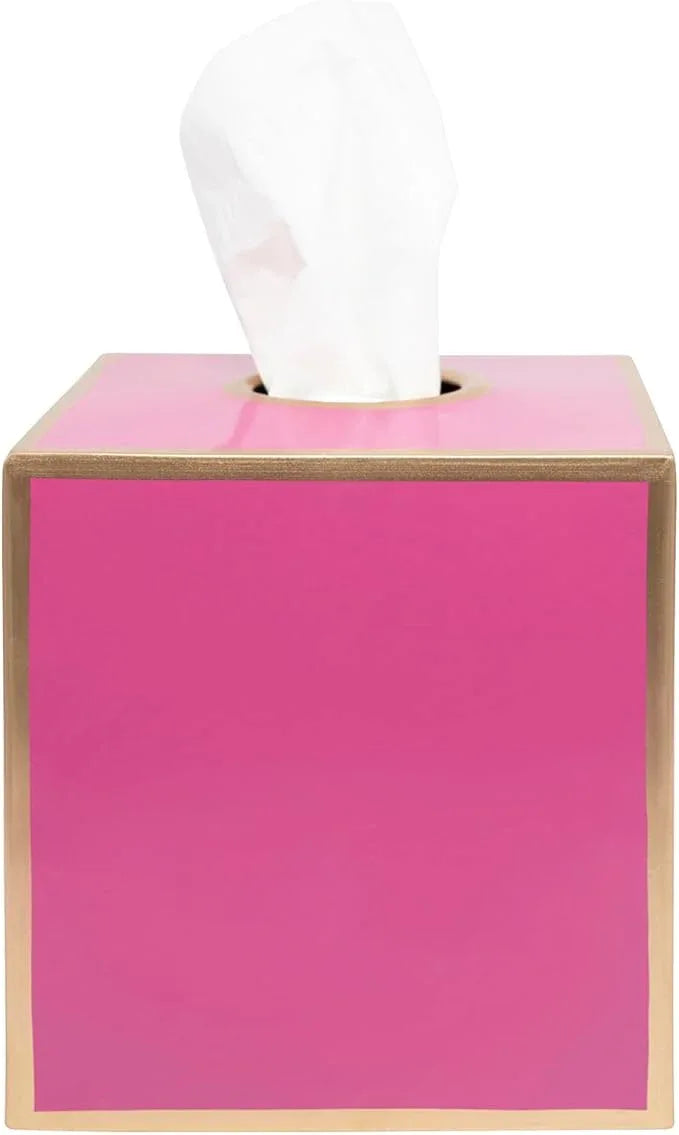 Jaye’s Studio Decorative Square Tissue Box Cover Pink Tissue Holder for Bathroom Bedroom & Home, Metal Tissue Box Holder, Pink Tissue Box Cover Cube, Facial Tissue Dispenser & Farmhouse Decor (6x6x5) - ModernBath