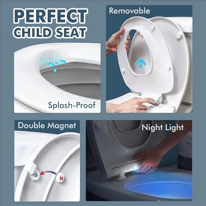 Round Toilet Seat with Slow Close Seat, Easy Clean, Plastic, White, Suitable Standard Round Toilet - ModernBath