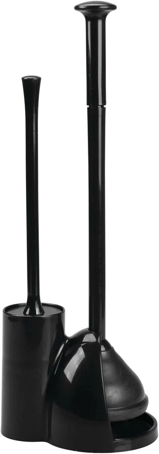 mDesign Hidden Plunger and Brush Set for Toilet Bowl - Combo with Holder Caddy - Aura Collection - Black - ModernBath