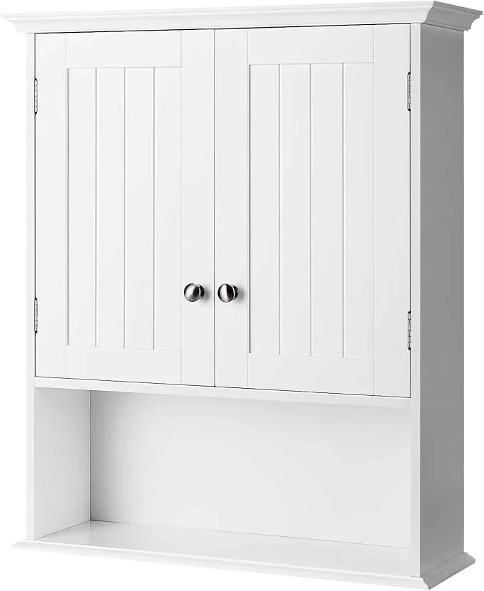 Tangkula Bathroom Wall Cabinet, Wooden Hanging Storage with Doors & Shelves, Multipurpose Wall Mounted Bathroom Medicine Cabinet for Kitchen Living Room - ModernBath