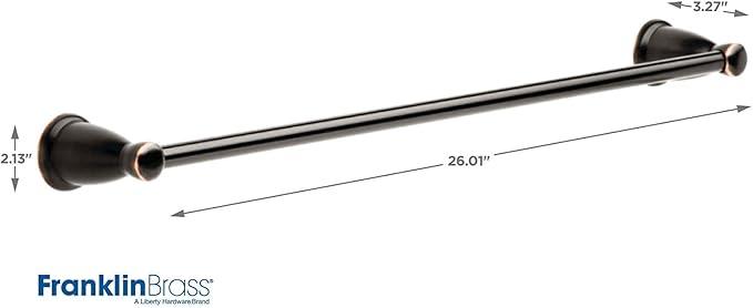 Franklin Brass Kinla 3-Piece Bathroom Set Oil Rubbed Bronze 24" Towel Bar Rack, Toilet Paper Holder, Ring Hardware KIN3PC-ORB - ModernBath