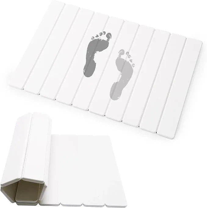 zmnklry Stone Bath Mat for Bathroom, Quick Dry Stone Drying Mat, Foldable Bathmats for Bathroom, 23.6 x 15.4 inch (White) - ModernBath