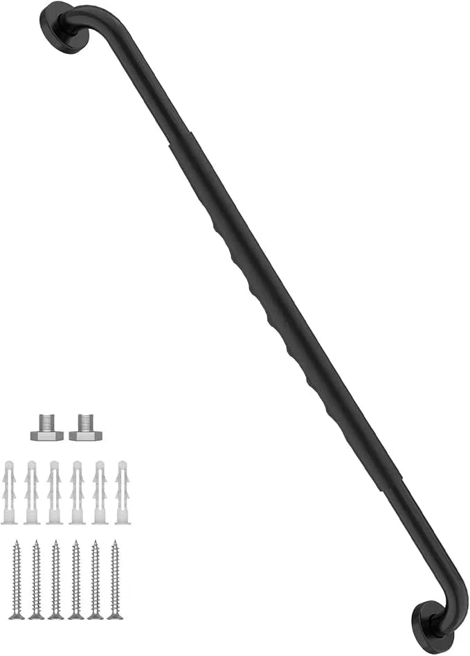36 Inch Shower Grab Bar w/Anti Slip Rubber Grip, Munzong Black Stainless Steel Bathroom Grab Bar, Bathroom Balance Bar,Safety Handrail Support,Handicap Injury Elderly Senior Assist Bath Handle - ModernBath