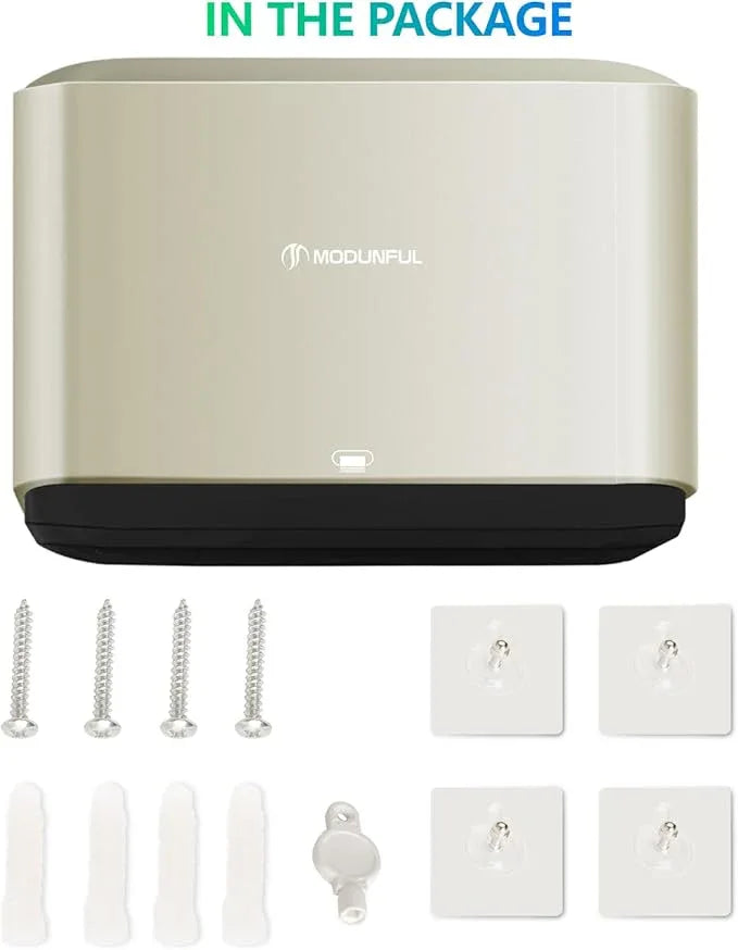 C-Fold Paper Towel Dispenser for Bathroom: Compact 200 Sheets Large Capacity for Multifold Hand Towel, No-Hole Installation Adhesive Paper Towel Holder Wall Mount - Gold - ModernBath
