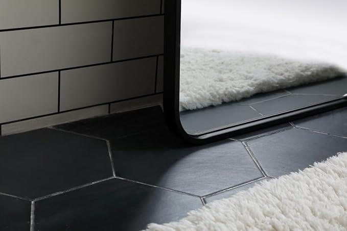 ARS Concepts Aura, Soft Corner Metal Rectangular Mirror 18X60 Inch in, Modern, Black - ModernBath