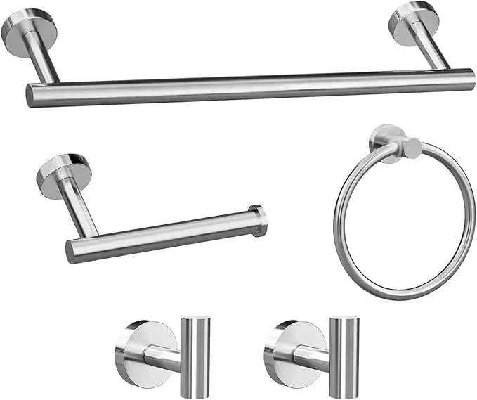 5-Pieces Brushed Nickel Bathroom Accessories Set, Stainless Steel Bathroom Hardware Set, Bath Towel Bar Set, Towel Racks for Bathroom Wall Mounted. - ModernBath