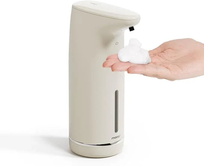 mooas Automatic Foaming Soap Dispenser Milky Touchless Foaming Hand Soap Dispenser, USB Rechargeable Electric Sensor Auto Foam Soap Dipsenser for Bathroom Kitchen Dish Wash Commercial 10.8oz (Ivory) - ModernBath
