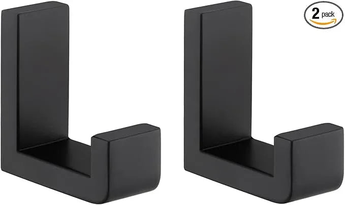 Angle Simple Towel Hook Matte Black 2 Pack, 304 Stainless Steel Bathroom Coat Robe Hook for Wall - ModernBath