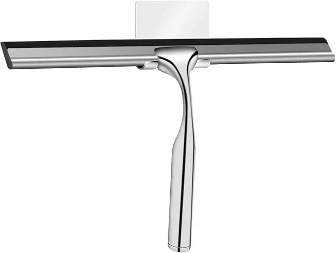 Shower Squeegee for Glass Doors Stainless Steel with Self Adhesive Hook Window Squeegee for Shower Door Bathroom Mirror Wiper, Window Glass Cleaning - ModernBath