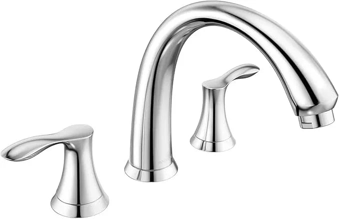 Chrome Roman Tub Faucet, Lava Odoro Chrome Bathtub Faucet with Valve, High Flow 2 Handle Deck Mount Tub Faucet, Solid Brass 8 inch Widespread 3 Hole Tub Filler TF405-C - ModernBath