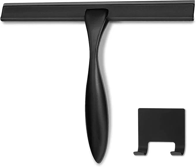HIWARE All-Purpose Shower Squeegee for Shower Doors, Bathroom, Window and Car Glass - Black, Stainless Steel, 14 Inches - ModernBath